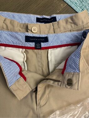 Tommy Hilfiger Khaki Chinos with Red Trim and Blue Stripe Lining FINAL SALE!!!